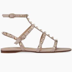 Valentino Garavani Metallic Silver Rockstud Strappy Sandals